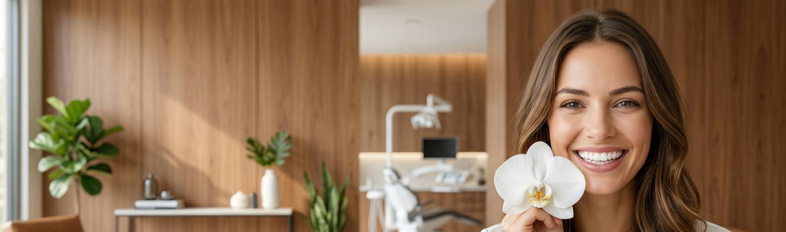 Uśmiechnięta pacjentka w gabinecie For-Dental